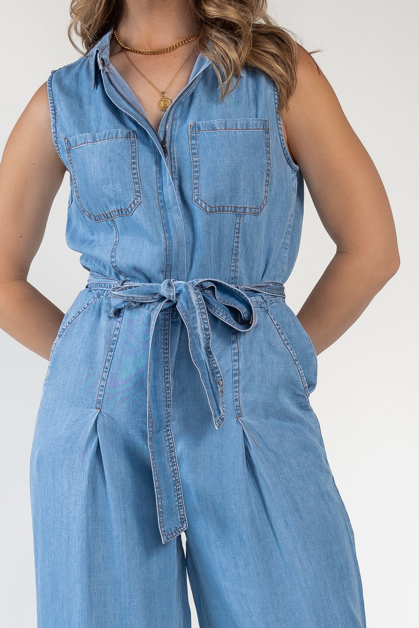 Lennon Light Wash Utility Jumpsuit - Final Sale - JO+CO
