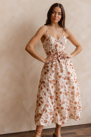 Leta Tan Embroidered Trim Dress - Final Sale - JO+CO