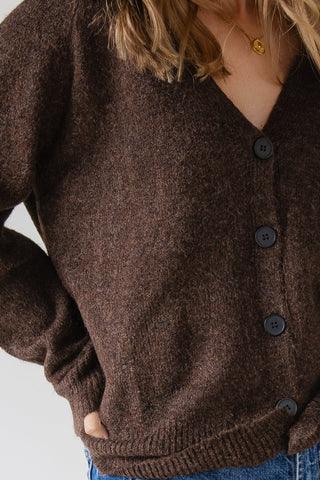 Lora Button Cardigan - Brown - JO+CO