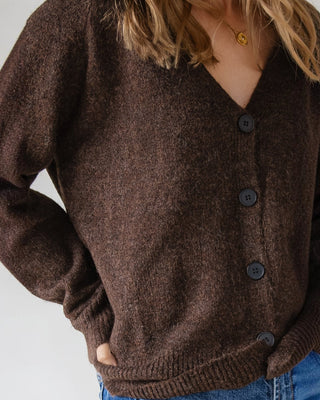 Lora Button Cardigan - Brown - JO+CO