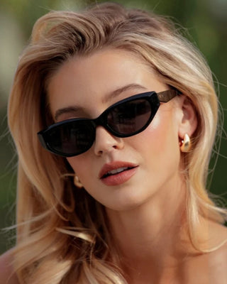 Loretta Sunglasses : Black/Triple Black Lens - JO+CO