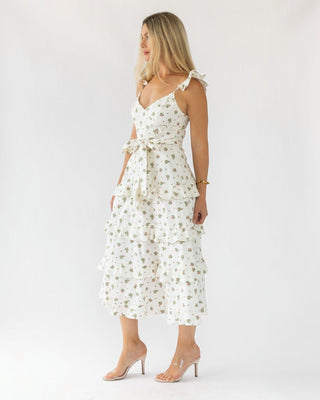 Luciana Cream Floral Midi Dress Luciana Cream Floral Midi Dress