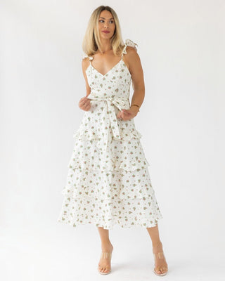 cream midi dress Luciana Cream Floral Midi Dress