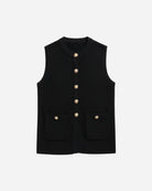 Margot Black Knit Button Vest - Final Sale - JO+CO