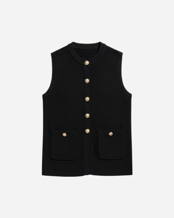 Margot Black Knit Button Vest - Final Sale - JO+CO
