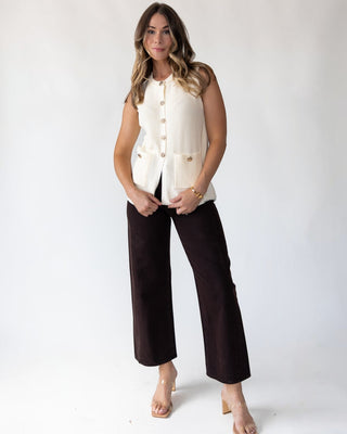 Margot Cream Knit Button Vest - Final Sale - JO+CO
