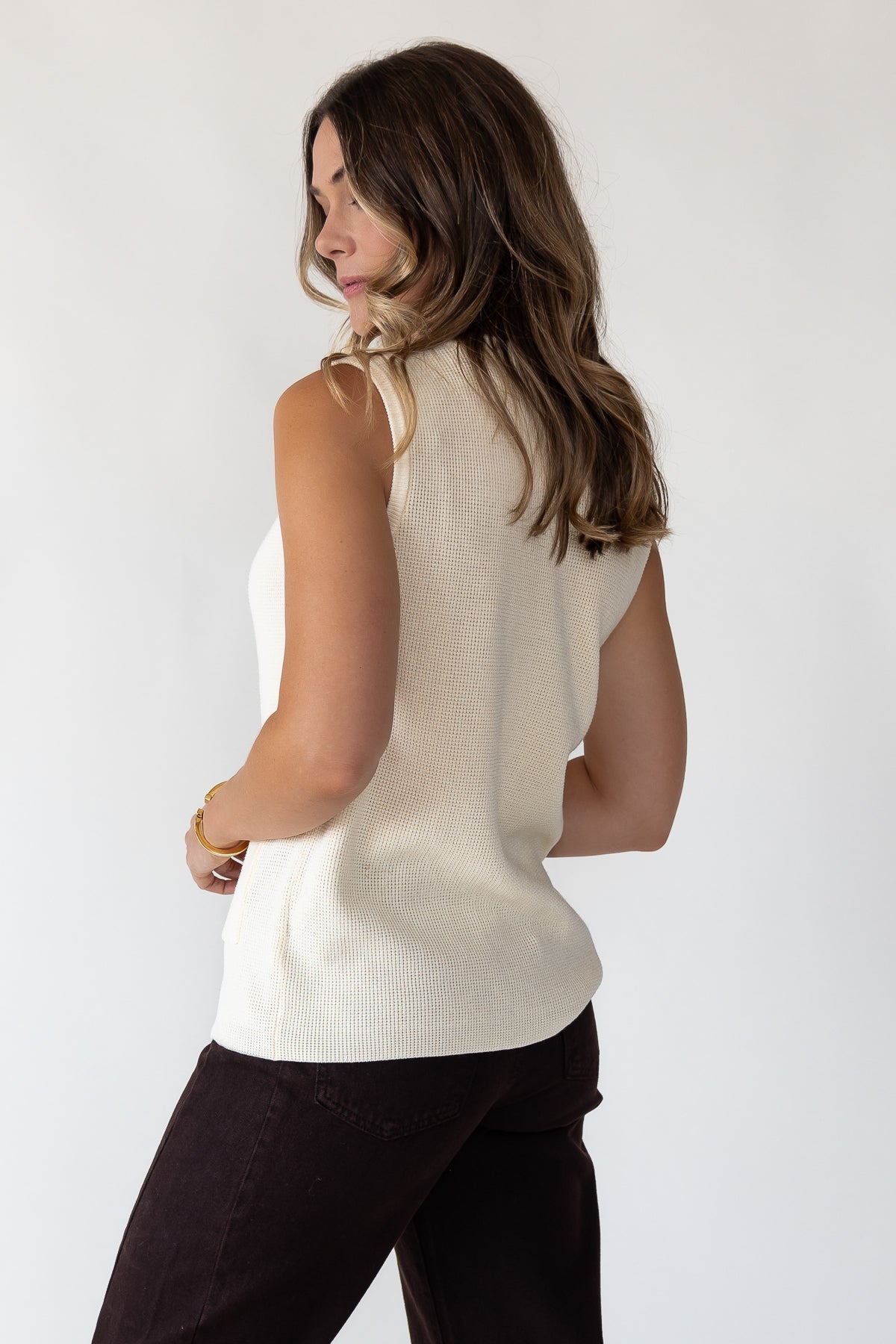 Margot Cream Knit Button Vest - Final Sale - JO+CO