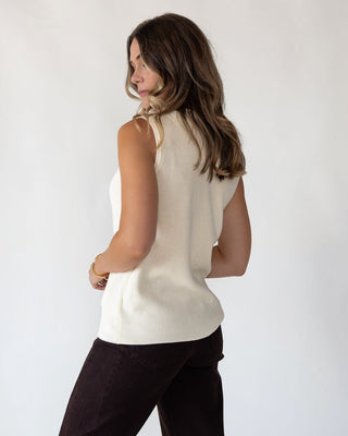 Margot Cream Knit Button Vest - Final Sale - JO+CO