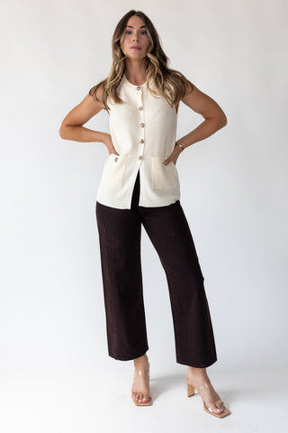 Margot Cream Knit Button Vest - Final Sale - JO+CO