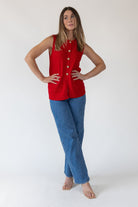 Margot Red Knit Sweater Vest - Final Sale - JO+CO