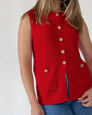 Margot Red Knit Sweater Vest - Final Sale - JO+CO