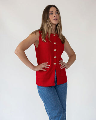 Margot Red Knit Sweater Vest - Final Sale - JO+CO