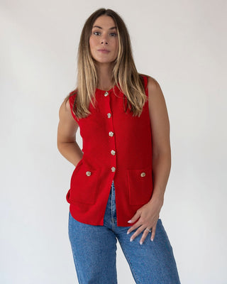 Margot Red Knit Sweater Vest - Final Sale - JO+CO