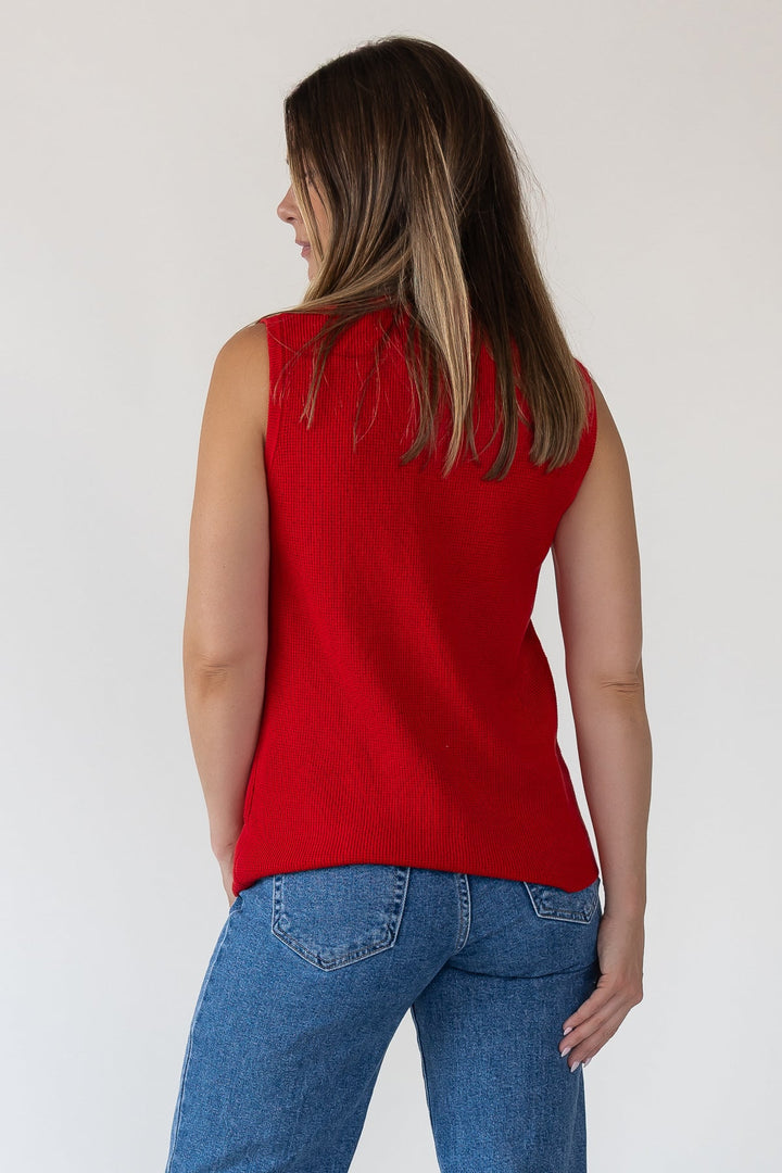 Margot Red Knit Sweater Vest - Final Sale - JO+CO