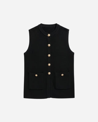 Margot Black Knit Button Vest - Final Sale