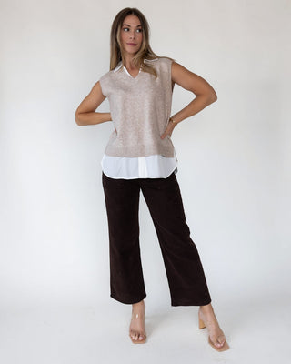 Mari Beige Mixed Media Sweater Vest - Final Sale - JO+CO