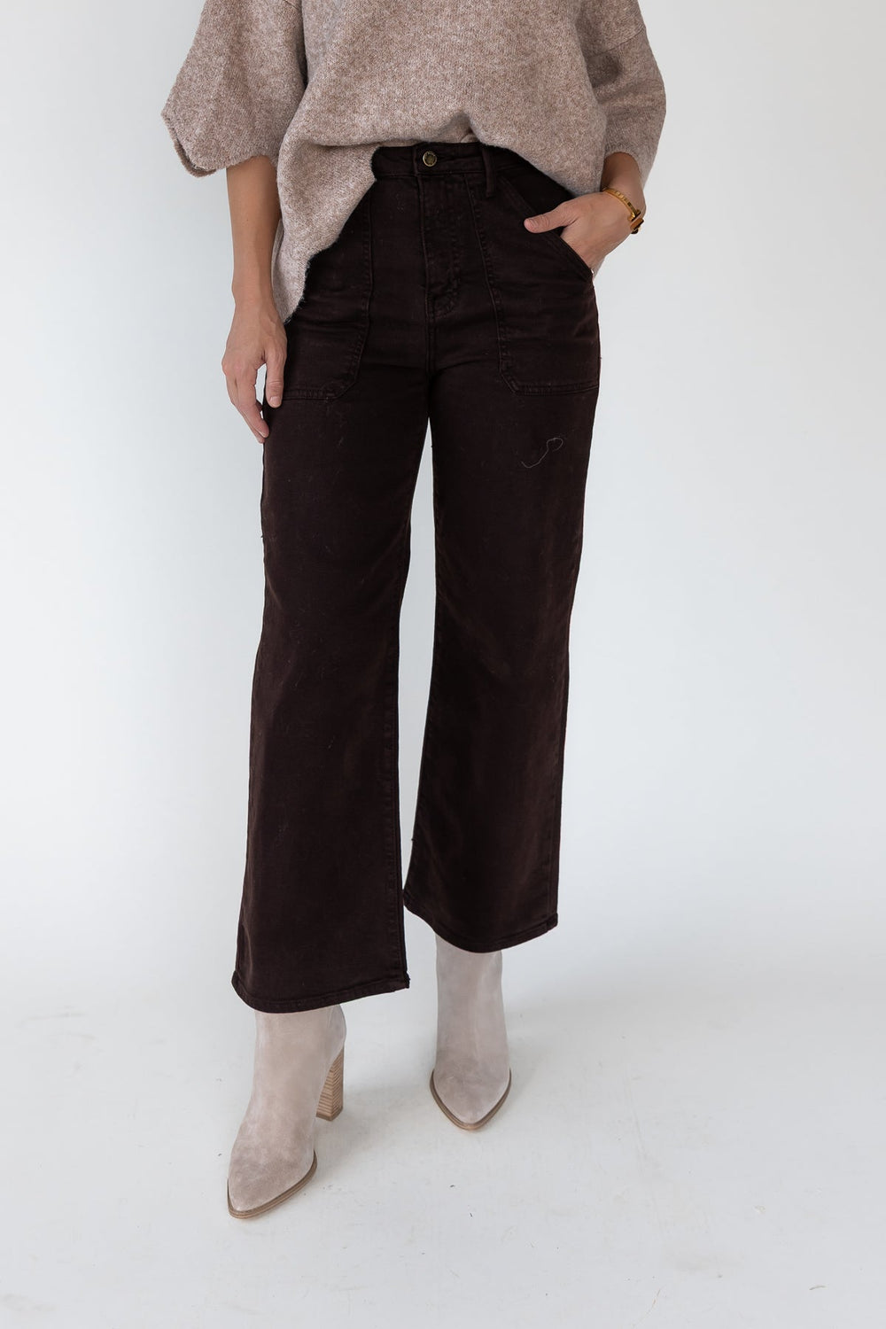 Marney Chocolate Cargo Pocket Wide Leg - Final Sale - JO+CO