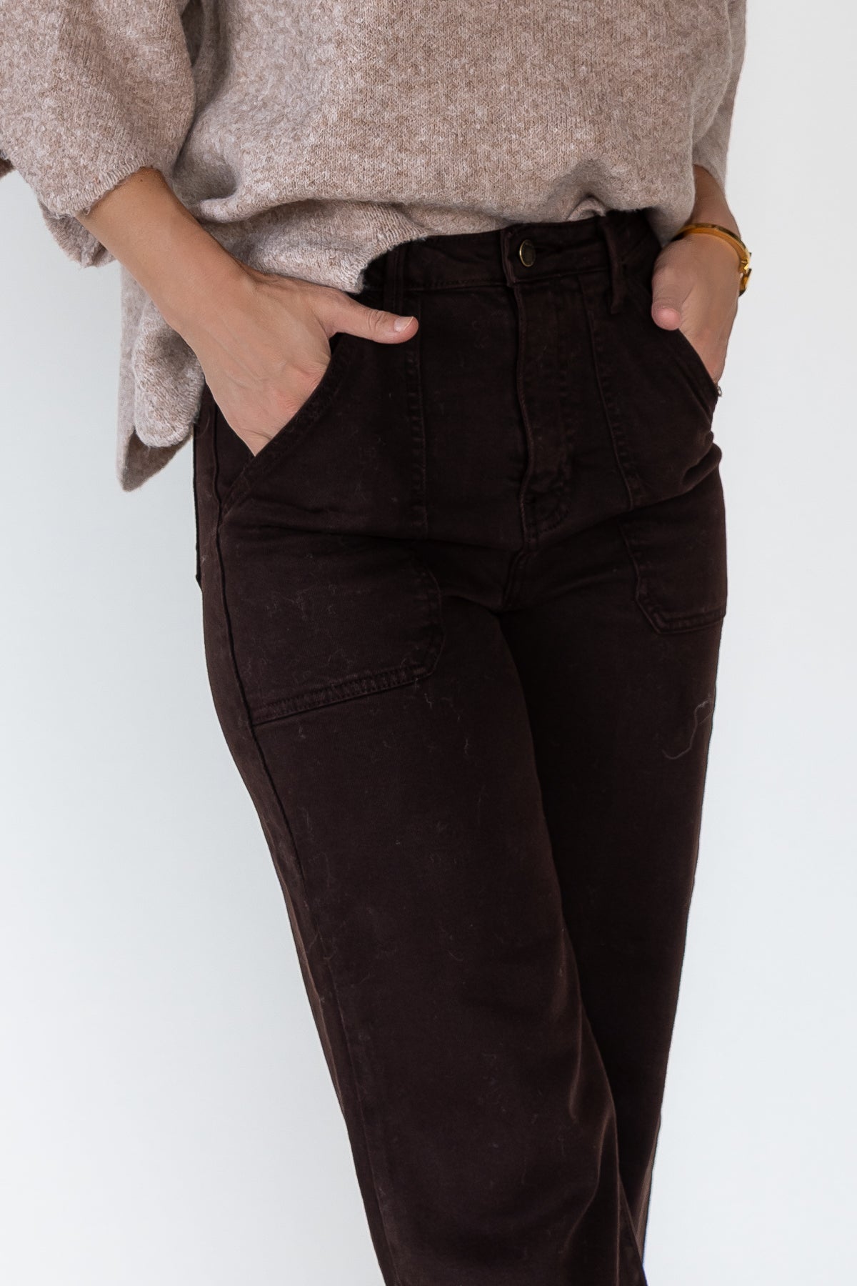 Marney Chocolate Cargo Pocket Wide Leg - Final Sale - JO+CO