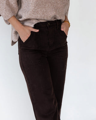 Marney Chocolate Cargo Pocket Wide Leg - Final Sale - JO+CO