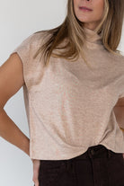 Melia Oatmeal Knit Mock Neck Top - JO+CO