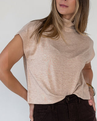 Melia Oatmeal Knit Mock Neck Top - JO+CO