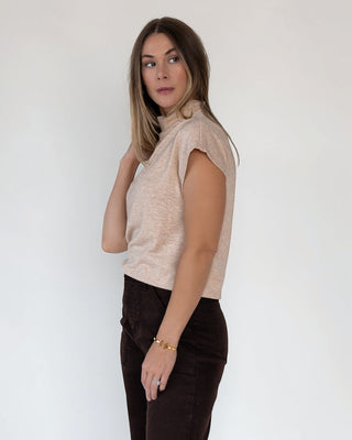 Melia Oatmeal Knit Mock Neck Top - JO+CO