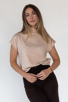 Melia Oatmeal Knit Mock Neck Top - JO+CO