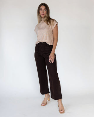 Melia Oatmeal Knit Mock Neck Top - JO+CO