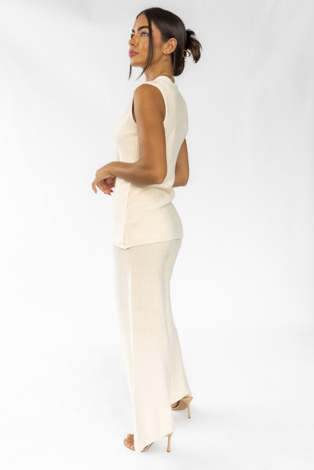 Myla Ecru Knit Wide Leg Pants - Final Sale - JO+CO