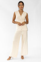 Myla Ecru Knit Wide Leg Pants - Final Sale - JO+CO