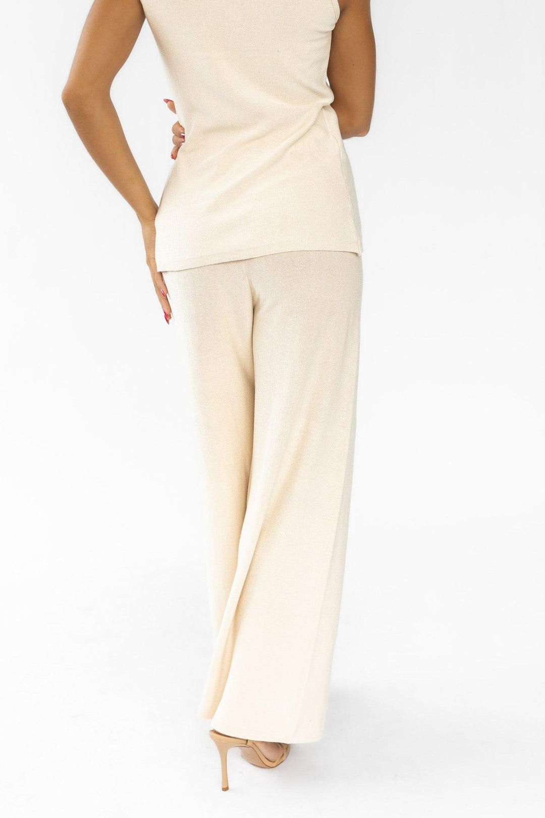 Myla Ecru Knit Wide Leg Pants - Final Sale - JO+CO