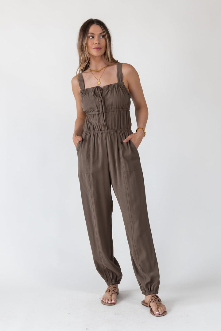 Olive Gathered Bodice Jumpsuit - Final Sale - JO+CO
