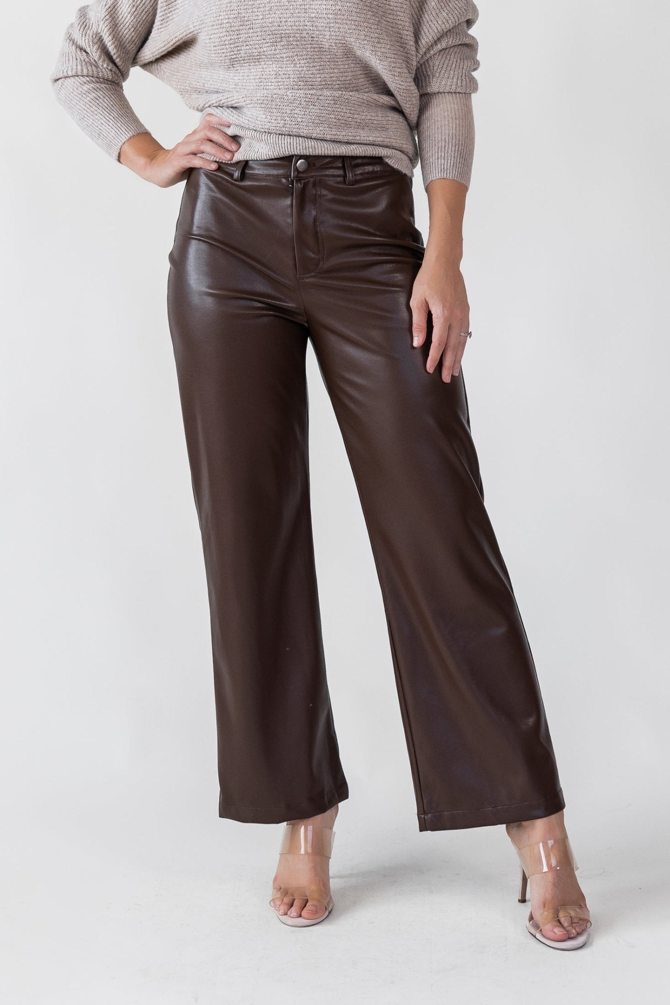 Phebe Brown Faux Leather Pants - Final Sale - JO+CO