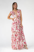Pink Floral Cutout Frilly Maxi Dress - Final Sale - JO+CO
