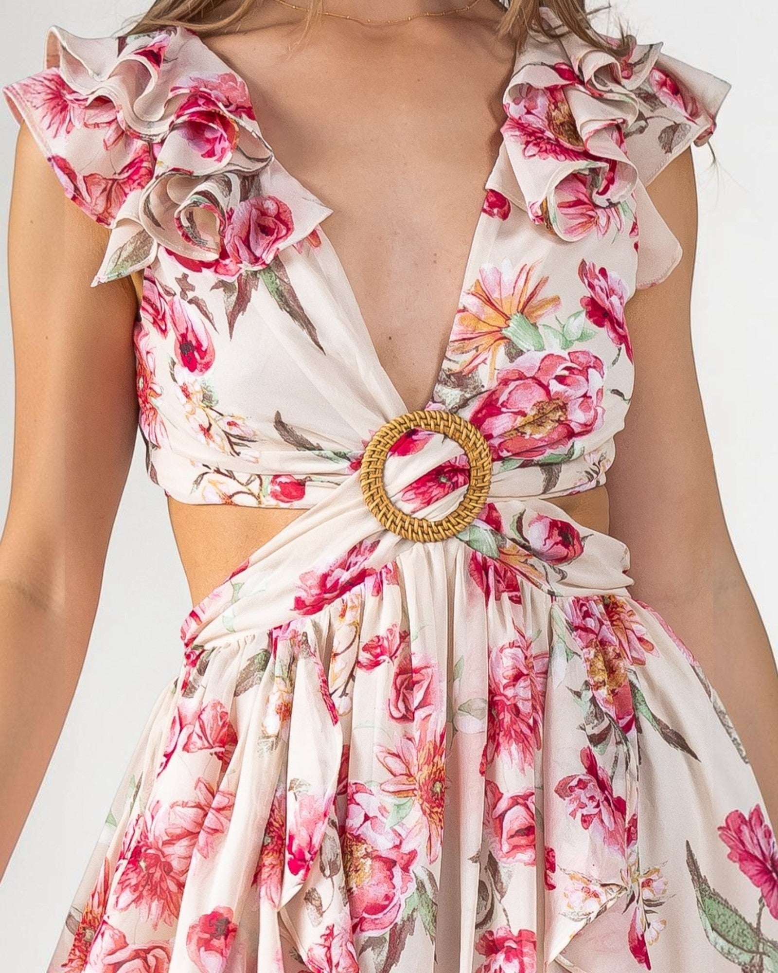 Cutout Frilly Maxi Dress Cutout Frilly Maxi Dress
