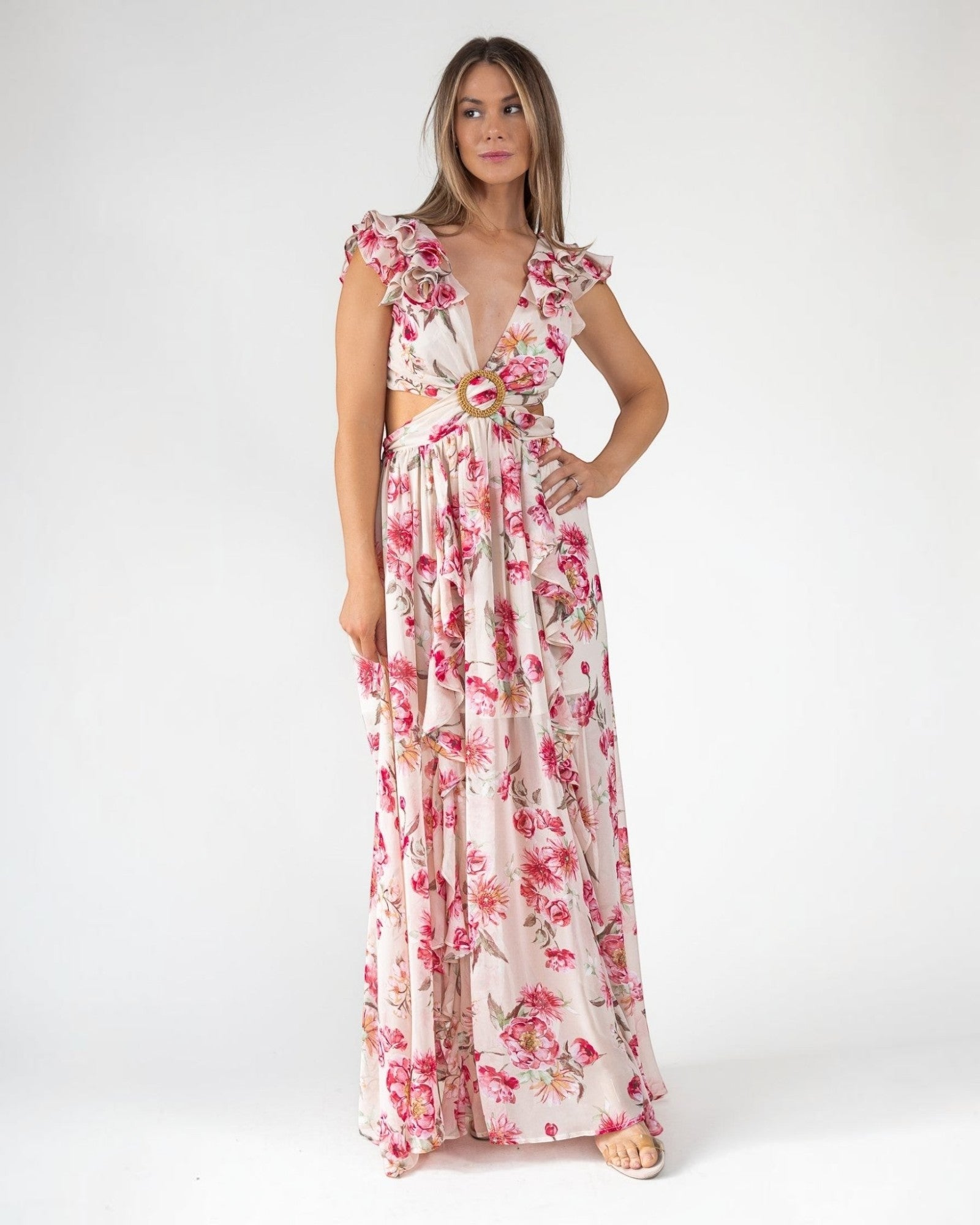 Cutout Frilly Maxi Dress Cutout Frilly Maxi Dress