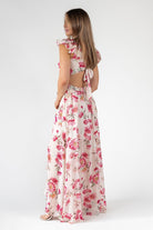 Pink Floral Cutout Frilly Maxi Dress - Final Sale - JO+CO