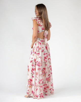 Pink Floral Cutout Frilly Maxi Dress - Final Sale - JO+CO