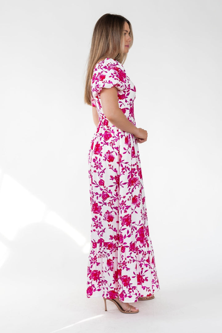 Pink Floral Ikat Maxi Dress - Final Sale - JO+CO