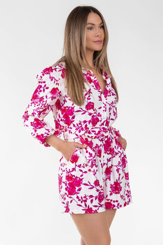 Pink Floral Ikat Romper - Final Sale - JO+CO