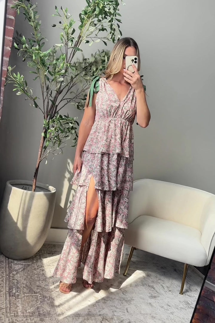 Shaina Slate Floral Maxi Dress - Final Sale