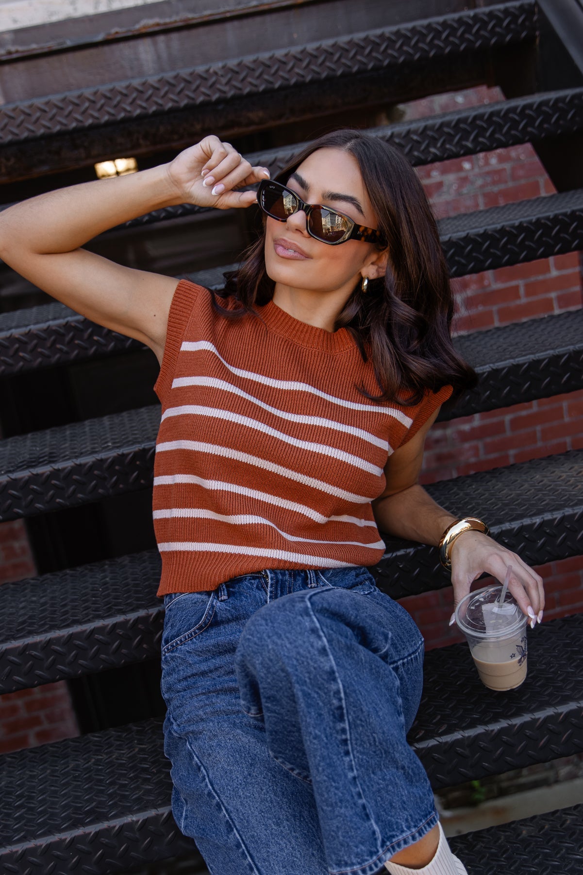 Reese Caramel Stripe Sweater - JO+CO