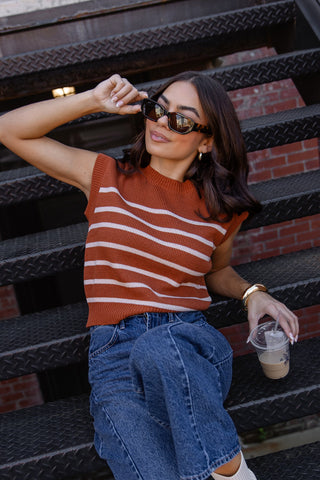 Reese Caramel Stripe Sweater - JO+CO