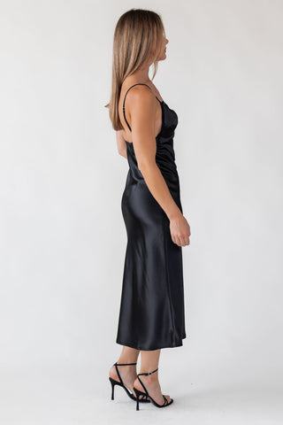 Romie Black Bow Cutout Midi Dress - Final Sale - JO+CO