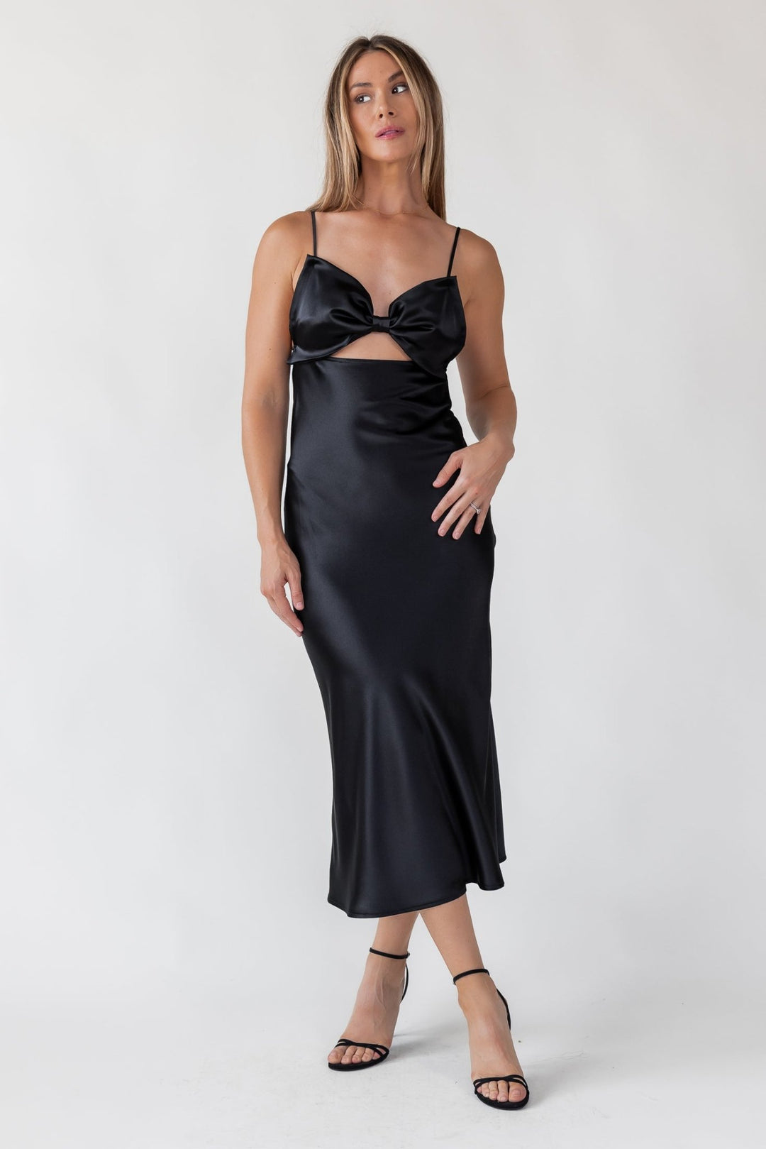 Romie Black Bow Cutout Midi Dress - Final Sale - JO+CO