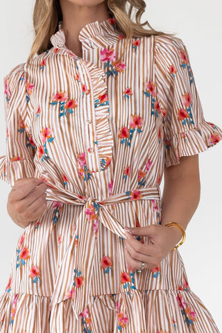 Savannah Stripe & Bloom Mini Dress - Final Sale - JO+CO