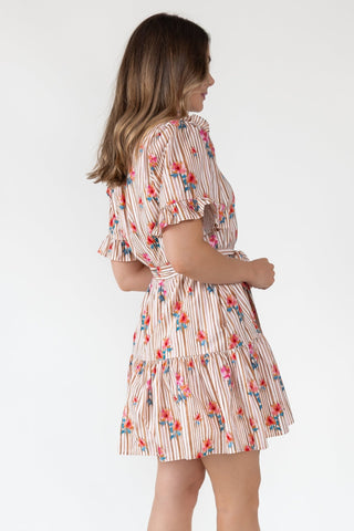 Savannah Stripe & Bloom Mini Dress - Final Sale - JO+CO