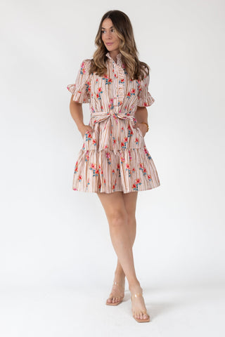 Savannah Stripe & Bloom Mini Dress - Final Sale - JO+CO