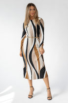 Selah Mocha Wave Print Maxi Dress - Final Sale - JO+CO