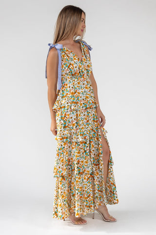 Shaina Yellow Floral Maxi Dress - Final Sale - JO+CO
